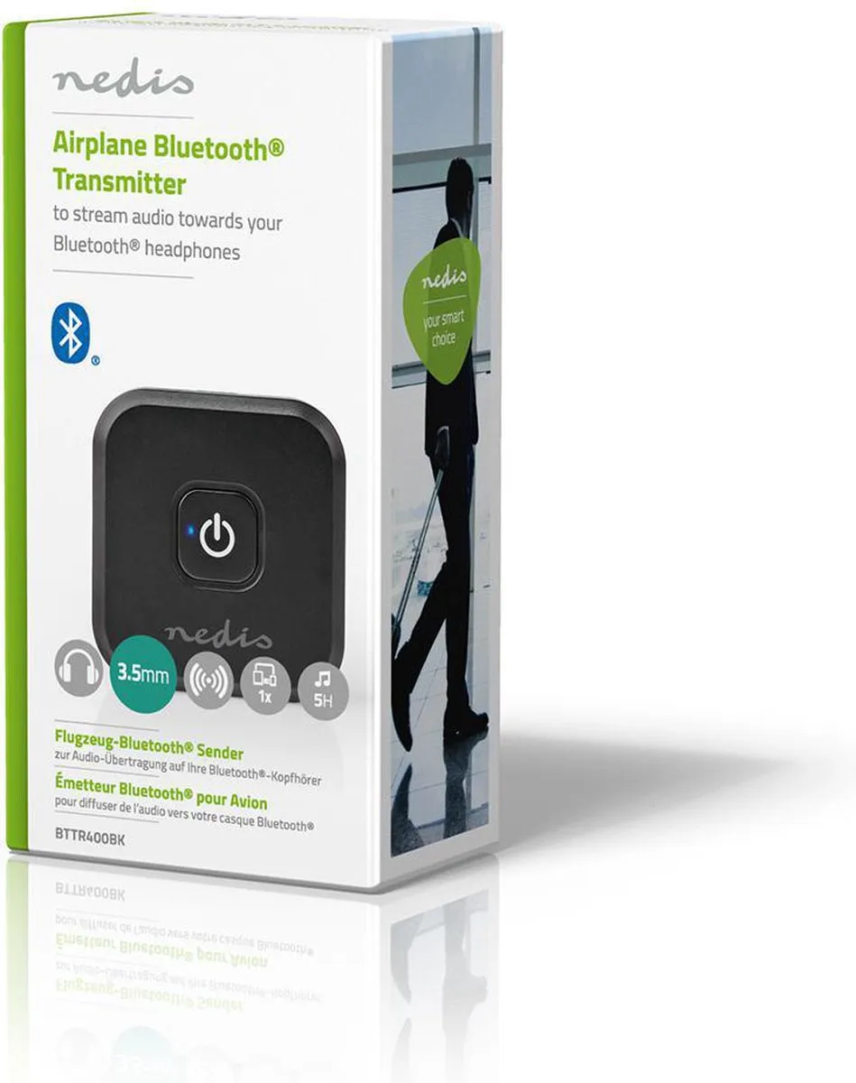 Nedis BTTR400BK Bluetooth-Zender - 5 uur - Zwart - afbeelding 6 van 6