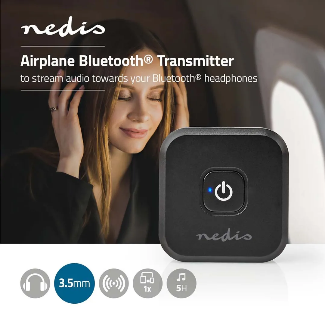 Nedis BTTR400BK Bluetooth-Zender - 5 uur - Zwart