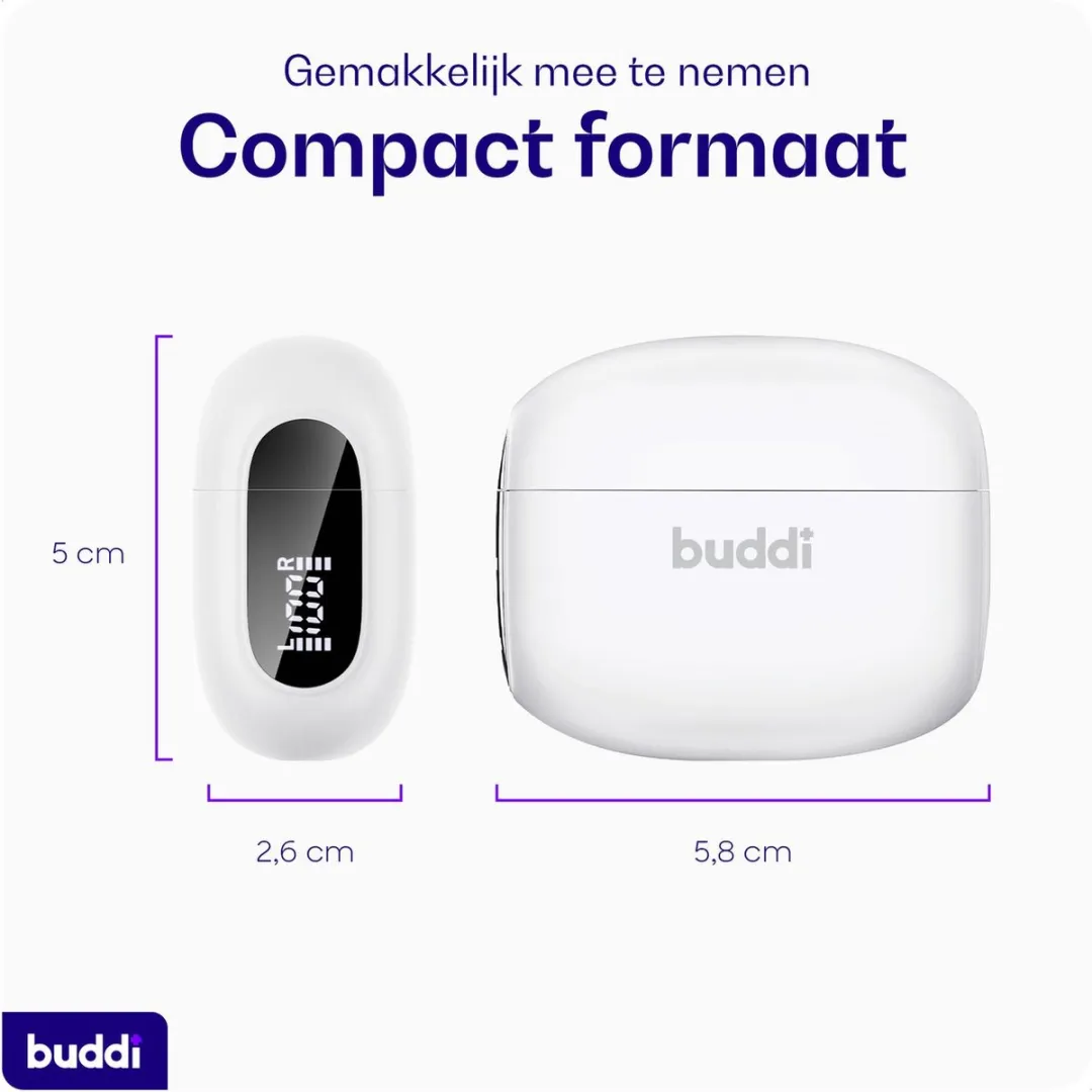 Buddi Pulse BPTWS0002 Draadloze Oordopjes - ANC + ENC - Wit - afbeelding 6 van 6