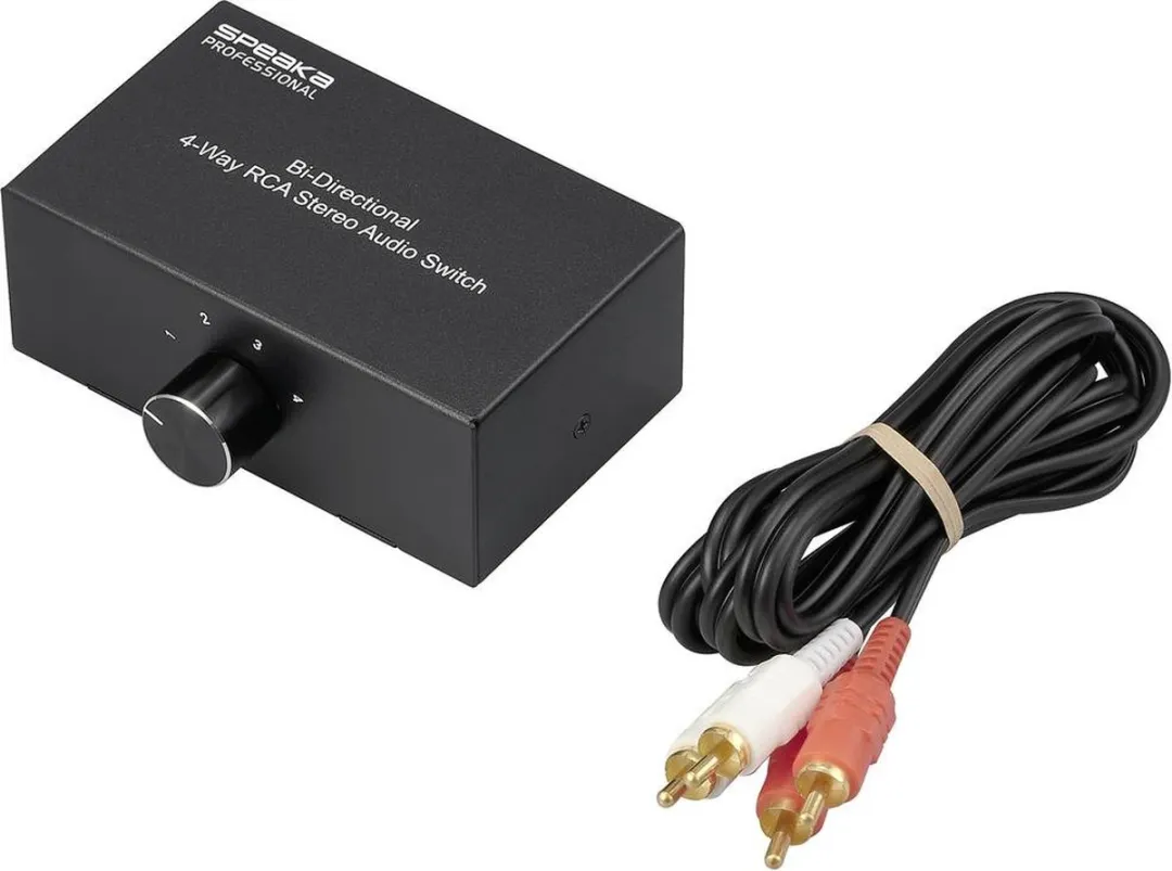SpeaKa Professional SP-AS-500 Cinch Audio Switch 4 Poorten - Zwart