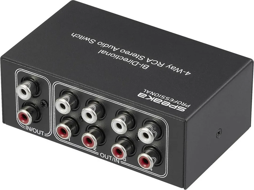 SpeaKa Professional SP-AS-500 Cinch Audio Switch 4 Poorten - Zwart