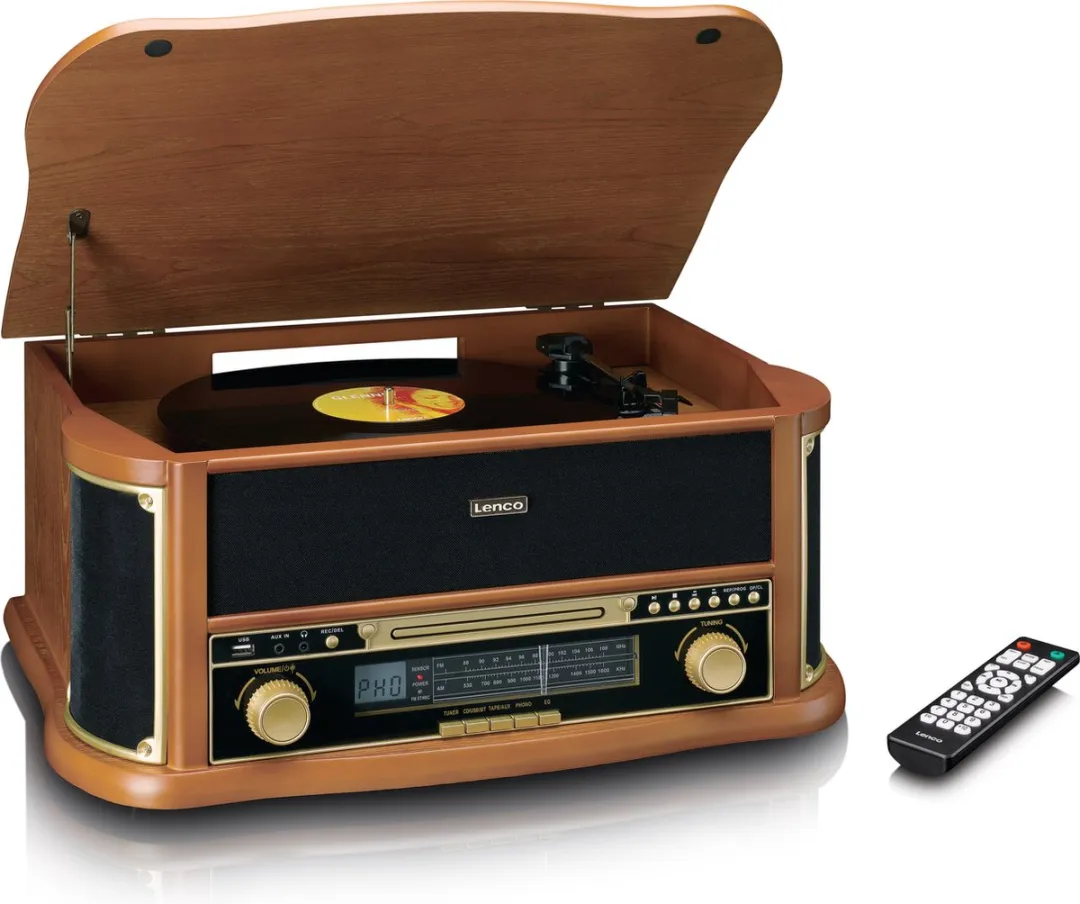 Lenco Classic Phono TCD-2551WD Platenspeler - Bluetooth - Radio/CD/Cassette - Hout