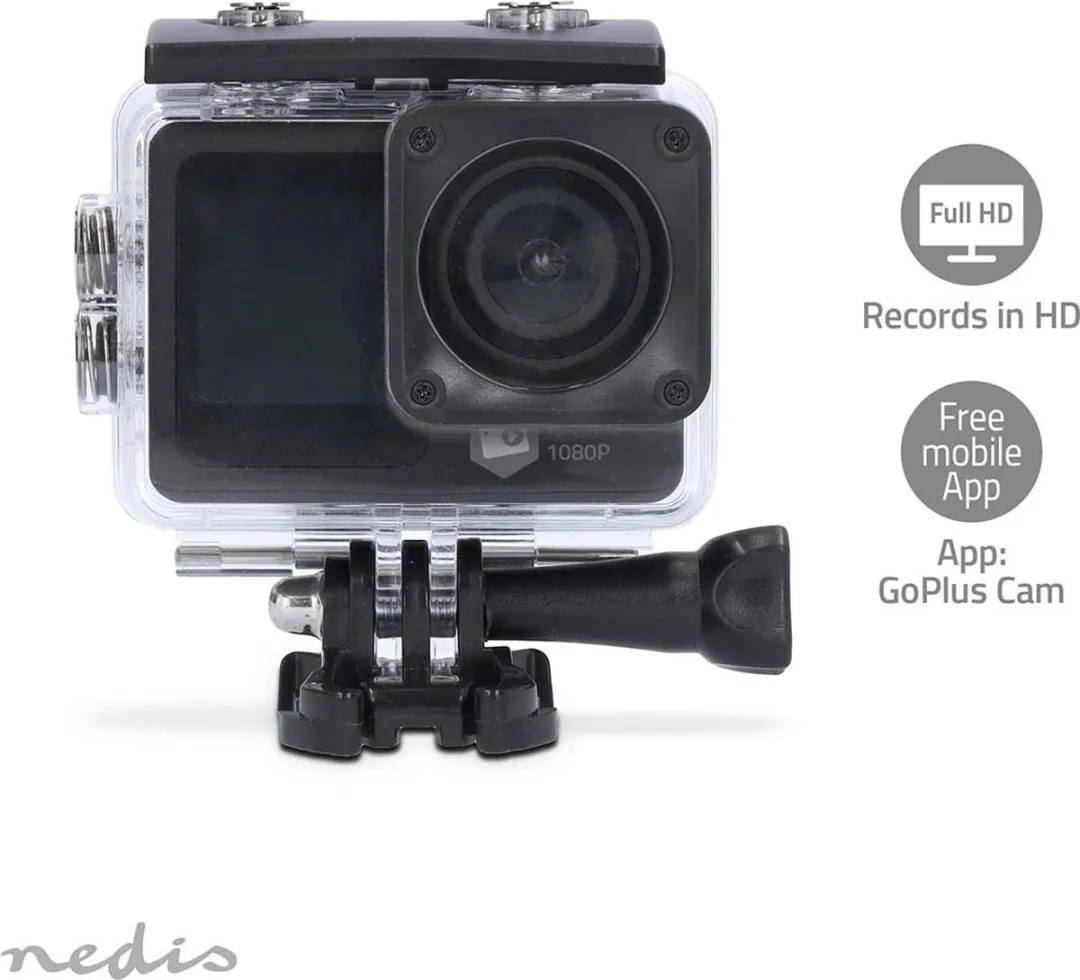 Nedis ACAM31BK Action Camera 12MP - 30m Waterdicht - Wi-Fi