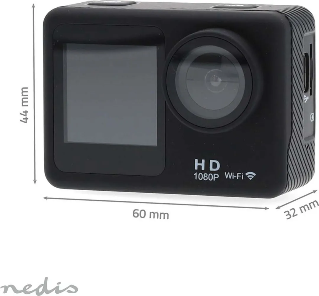 Nedis ACAM31BK Action Camera 12MP - 30m Waterdicht - Wi-Fi