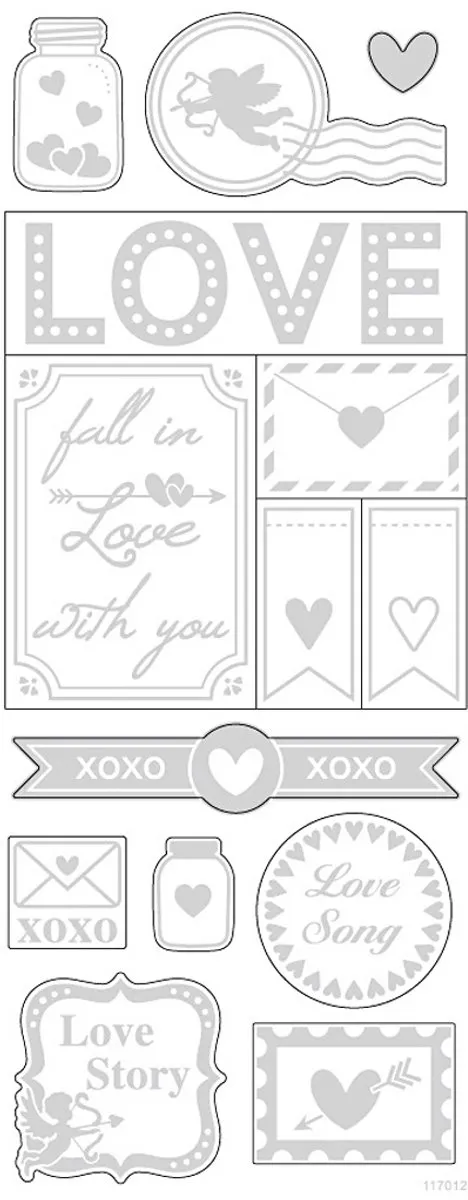 Creativ Company Love Stickers Zilver - 10x24cm