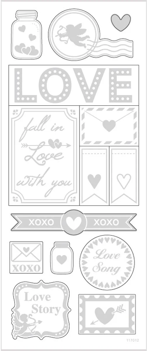 Creativ Company Love Stickers Zilver - 10x24cm