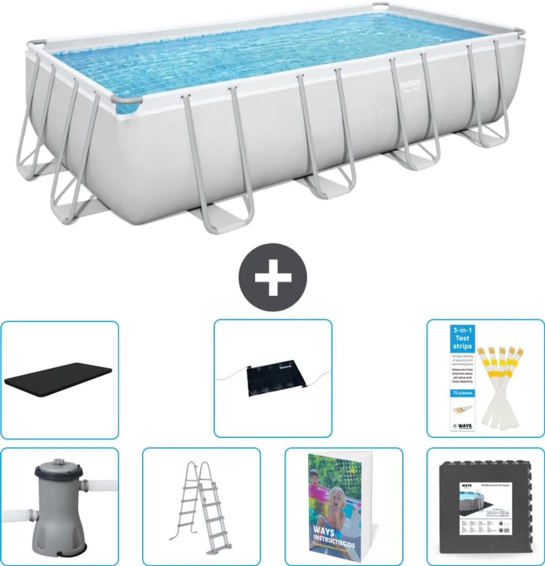 Bestway Power Steel Zwembad 488x244x122cm - 11.532L - Grijs