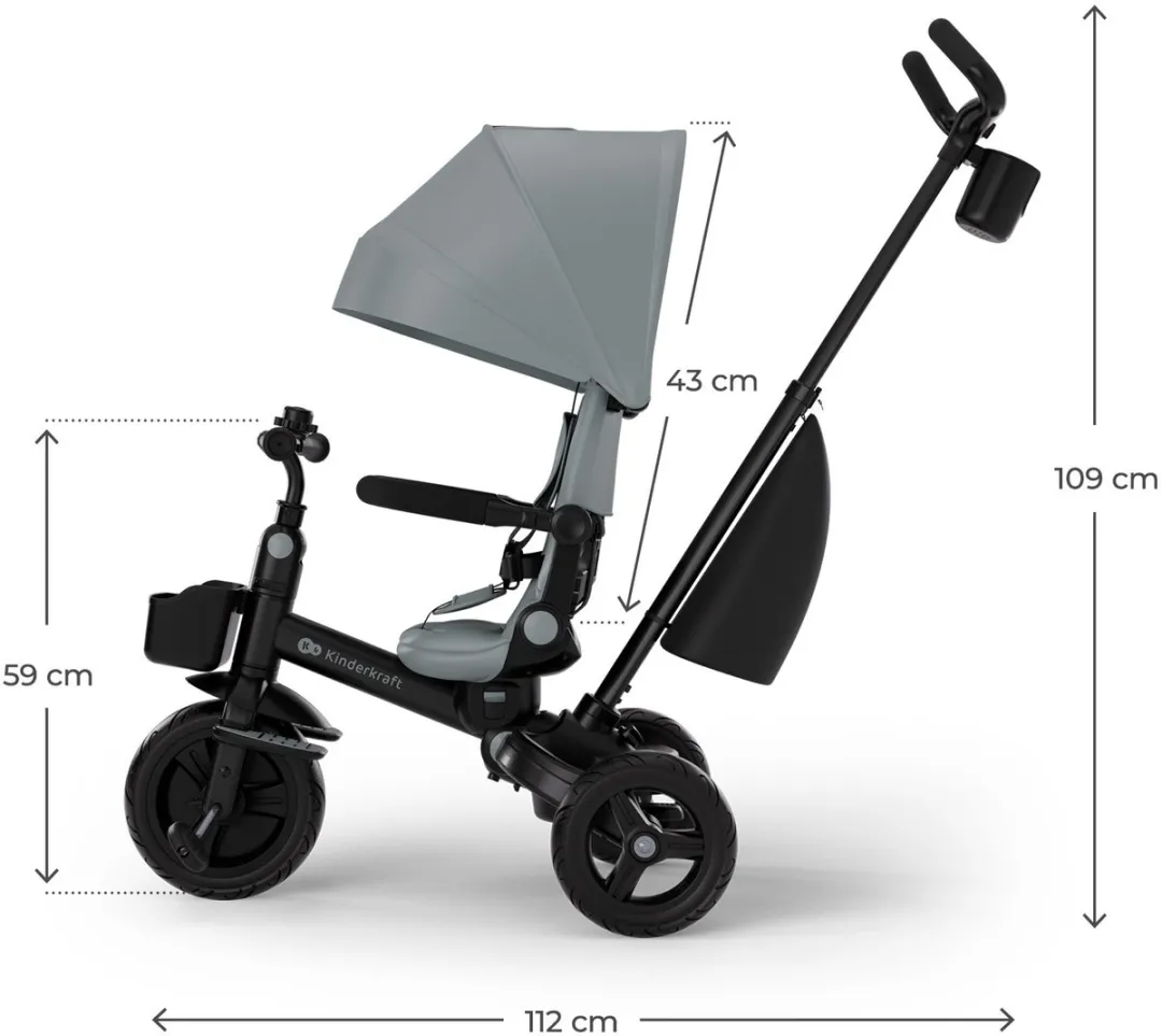KinderKraft AVEO 2 PLUS 6-in-1 Tricycle Grijs