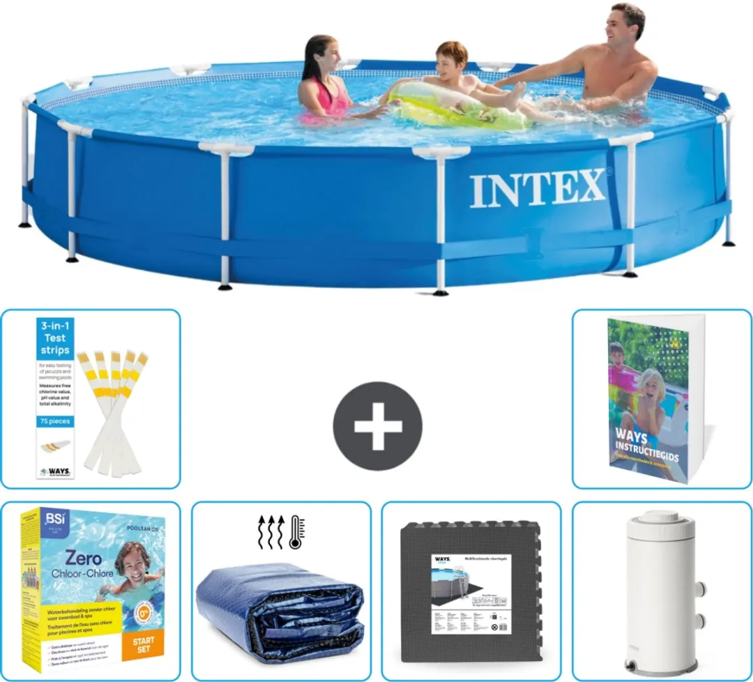Intex 28210NP-Blauw Rond Frame Zwembad 366x76cm