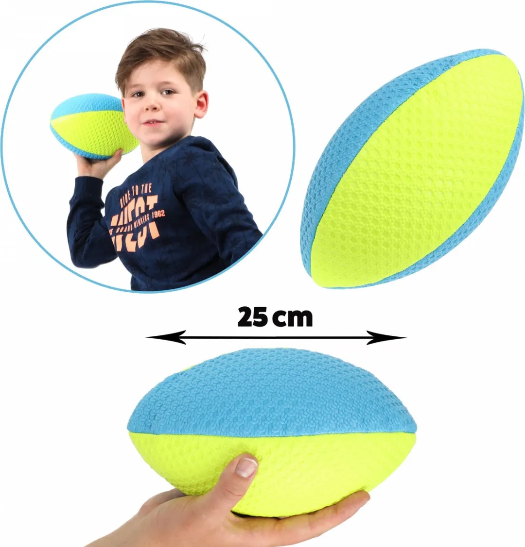 Toi-Toys Rugbybal - Neon Blauw/Geel