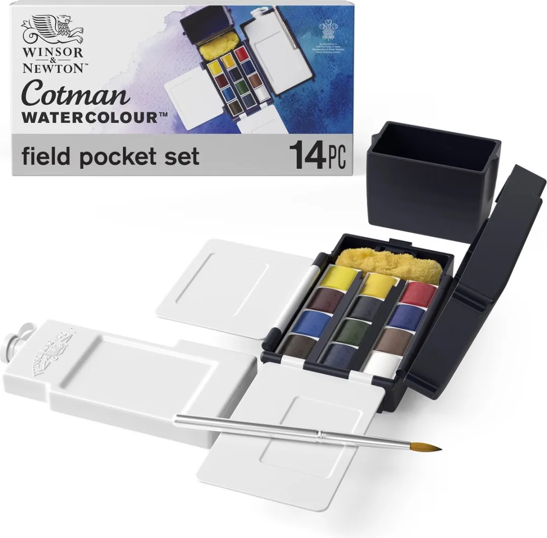 Winsor & Newton Cotman Field Pocket Aquarelset 12 Halve Napjes - 146g