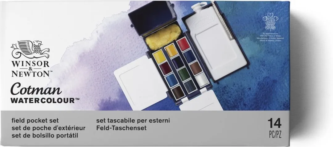 Winsor & Newton Cotman Field Pocket Aquarelset 12 Halve Napjes