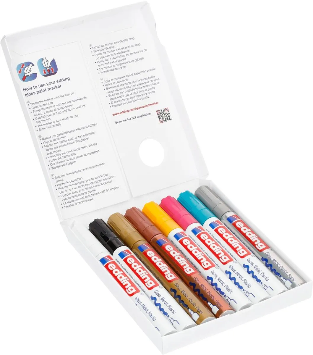 edding 750/8 S Glanslakmarker Set - 8 Stuks - afbeelding 6 van 6