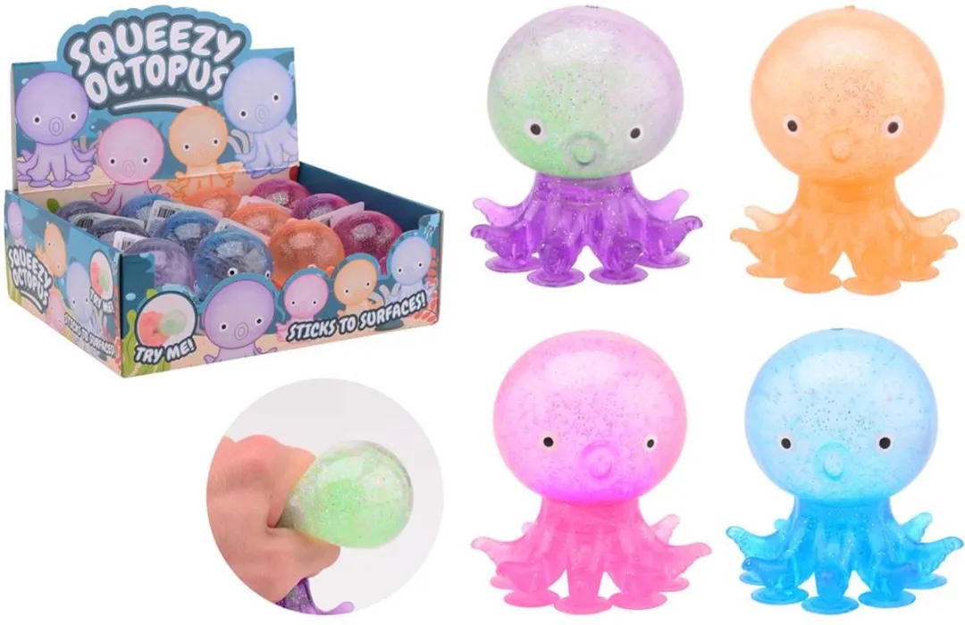 John Toys Inktvis Stress Speelgoed - Zuignap Tentakels - 4 Stuks