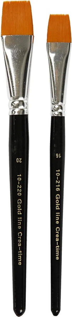 Creativ Company Gold Line Acryl Penselen Plat - 2 Stuks