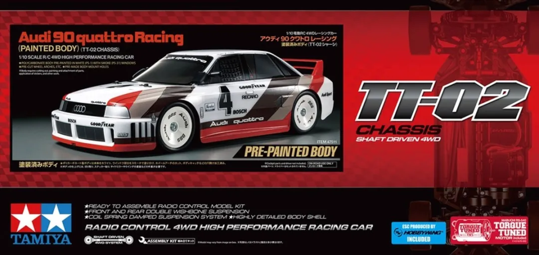 Tamiya Audi 90 Quattro Racing TT-02 Modelbouwpakket 1:10