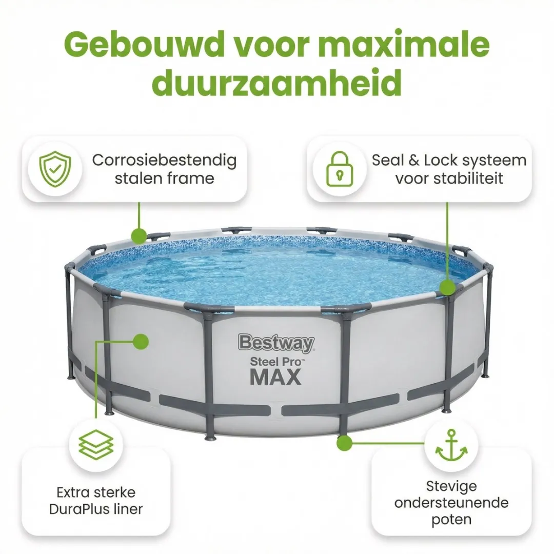 Bestway Steel Pro MAX Zwembad 457x122cm - Grijs - 8-delig
