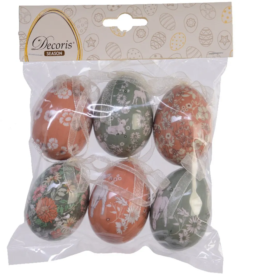 Decoris Paaseieren Foam - 18 Stuks - 6 cm - Salie Groen