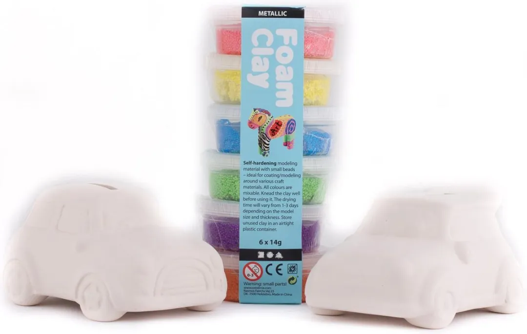 Foam Clay Auto Knutselpakket Metallic Kleuren - 3 Stuks