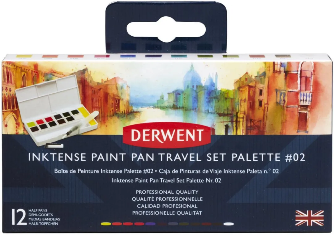 Derwent Inktense Paint Pan Travel Set 12 Kleuren
