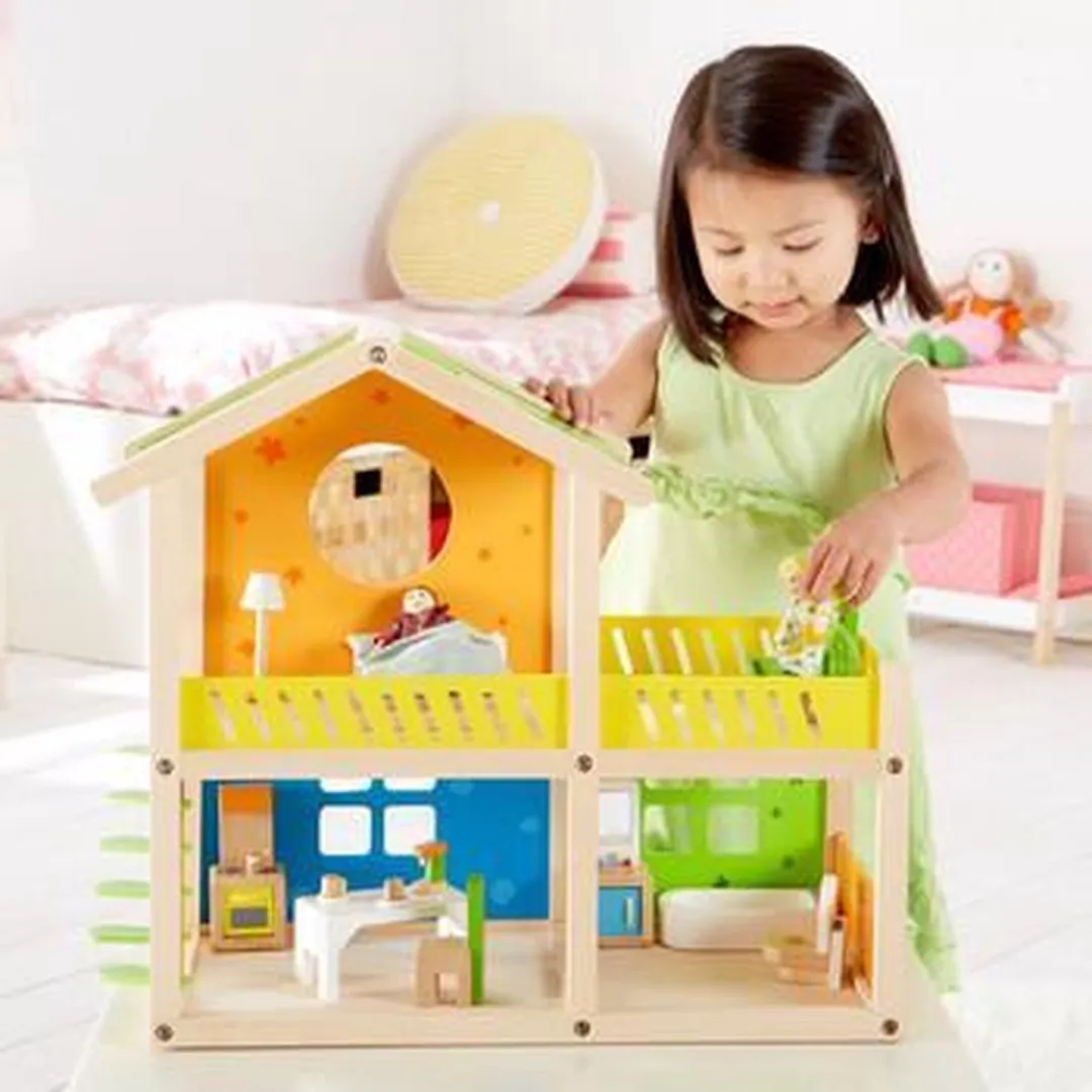 Hape Poppenhuis Happy Villa - Geel/Groen/Orange