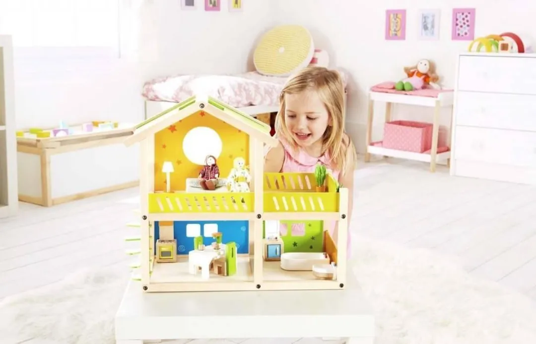 Hape Poppenhuis Happy Villa - Geel/Groen/Orange