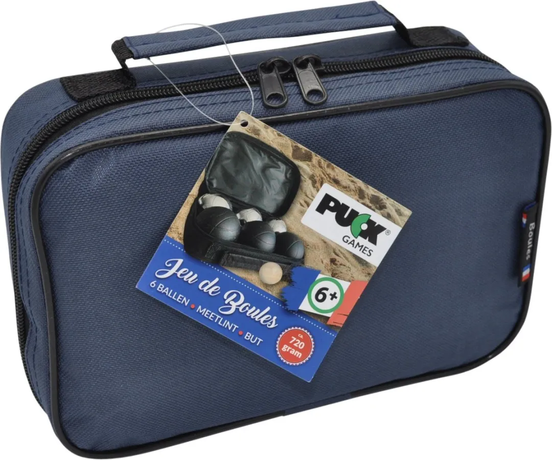 Puck Outdoor Games - Jeu de boules set in tas - zilver/zwart - met but en meetlint