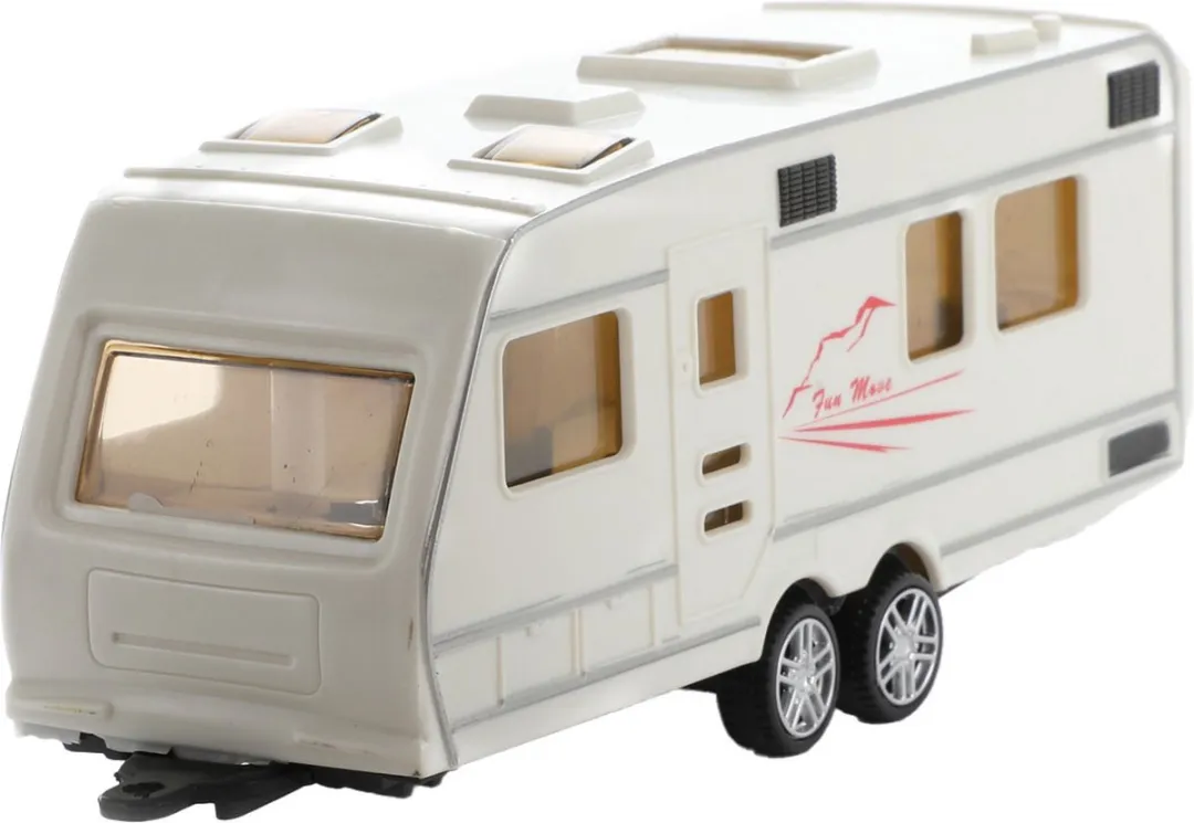 Toi-Toys Metal Pull-back Auto met Caravan 1:48 - Blauw