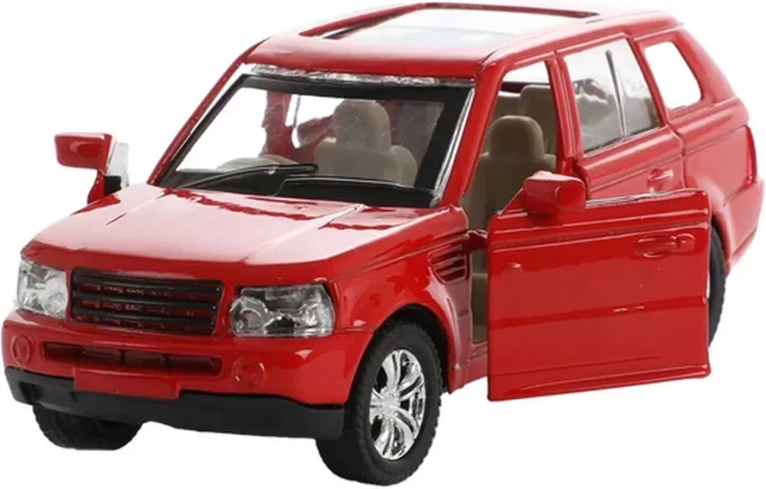 Toi-Toys Metal Pull-back Auto met Caravan 1:48 - Blauw