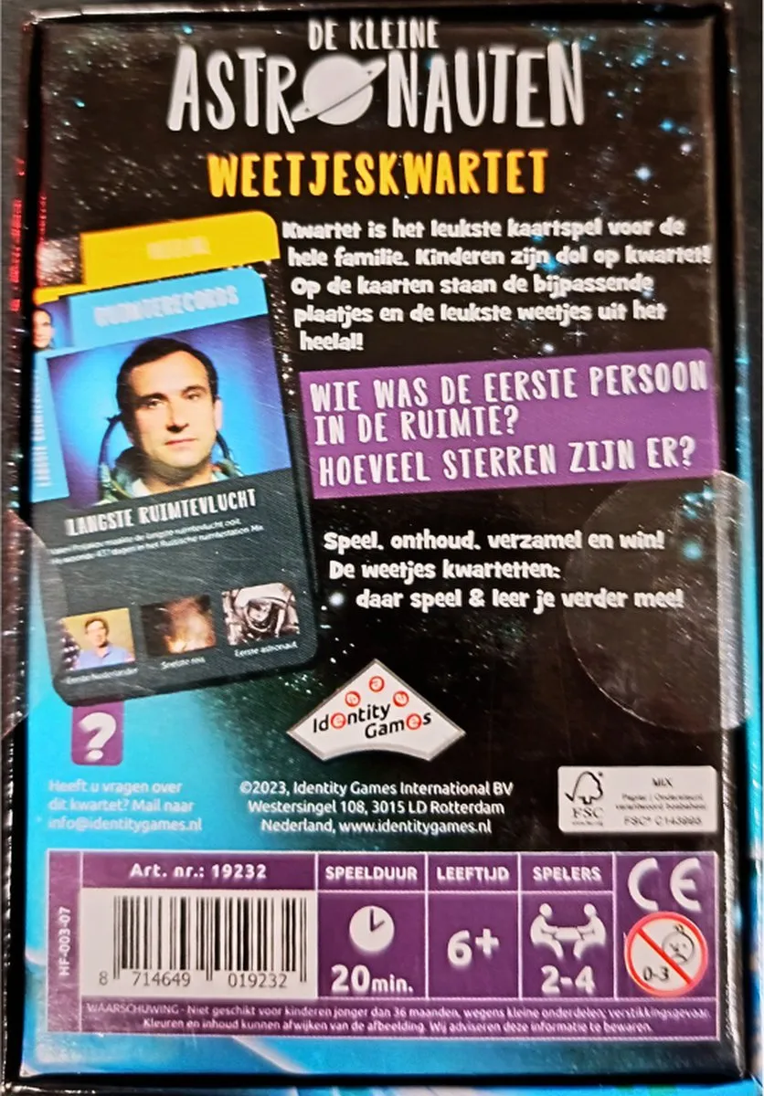 Identity Games De Keine Astronauten Weetjes Kwartet - 2-4 Spelers