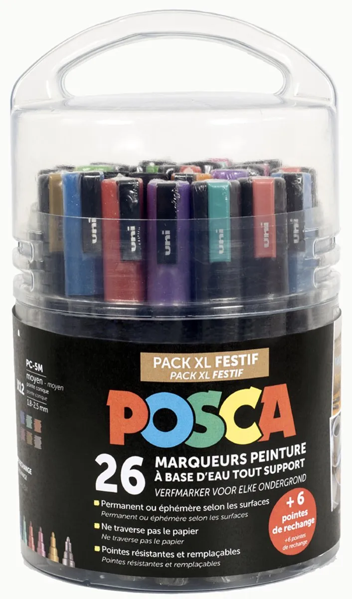 Posca PC-SET 26 Stiften + Sjablonen - Assortiment