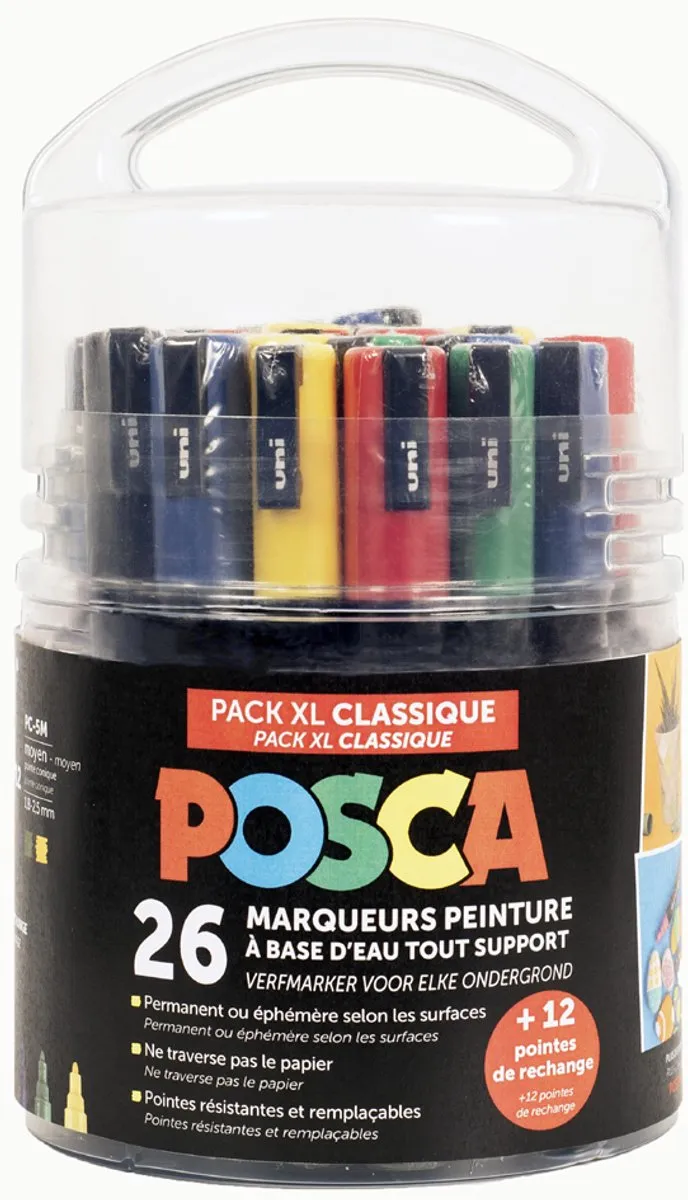 Posca PC-SET 26 Stiften + Sjablonen - Assortiment