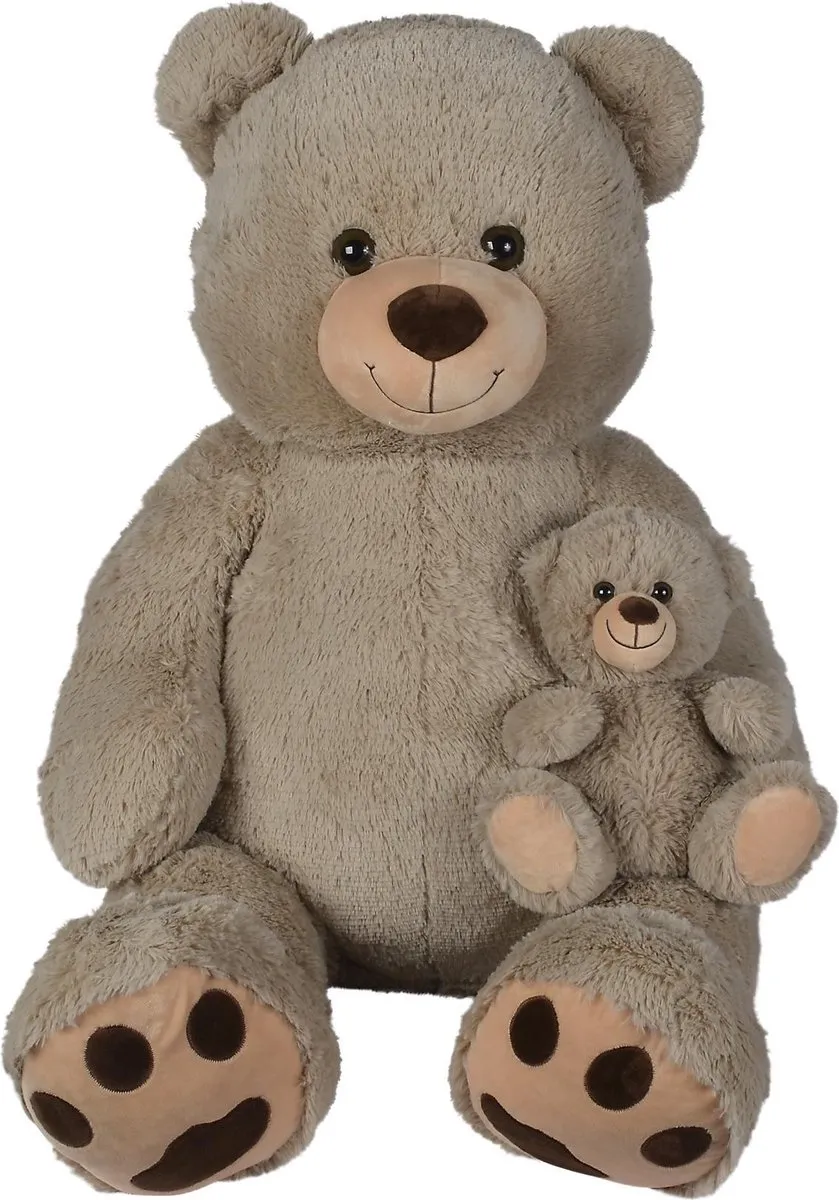 Nicotoy Beer met Baby 100cm - Meerkleurig