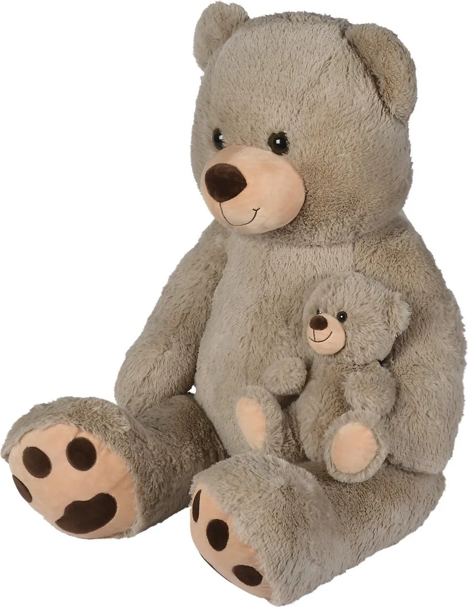 Nicotoy Beer met Baby 100cm - Meerkleurig