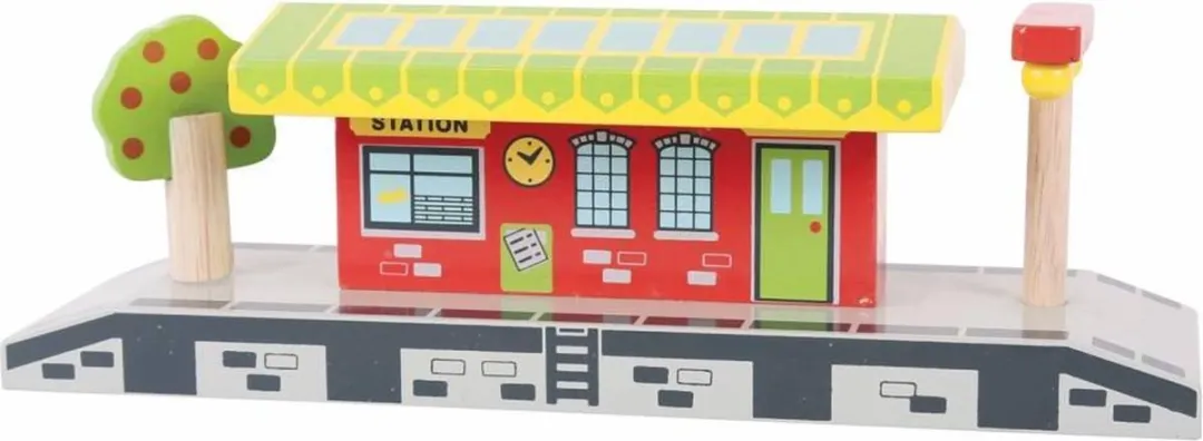 BIGJIGS Houten Dubbelzijdig Station BJT190 - Treinbaan Accessoire - 2 Stuks - Multi - afbeelding 6 van 6
