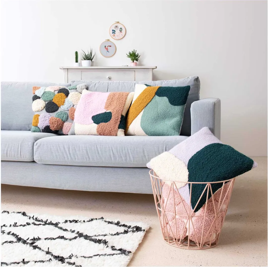 Rico Design Punchpakket - Donutcanvas 50x50cm + 24 Strengen Wol