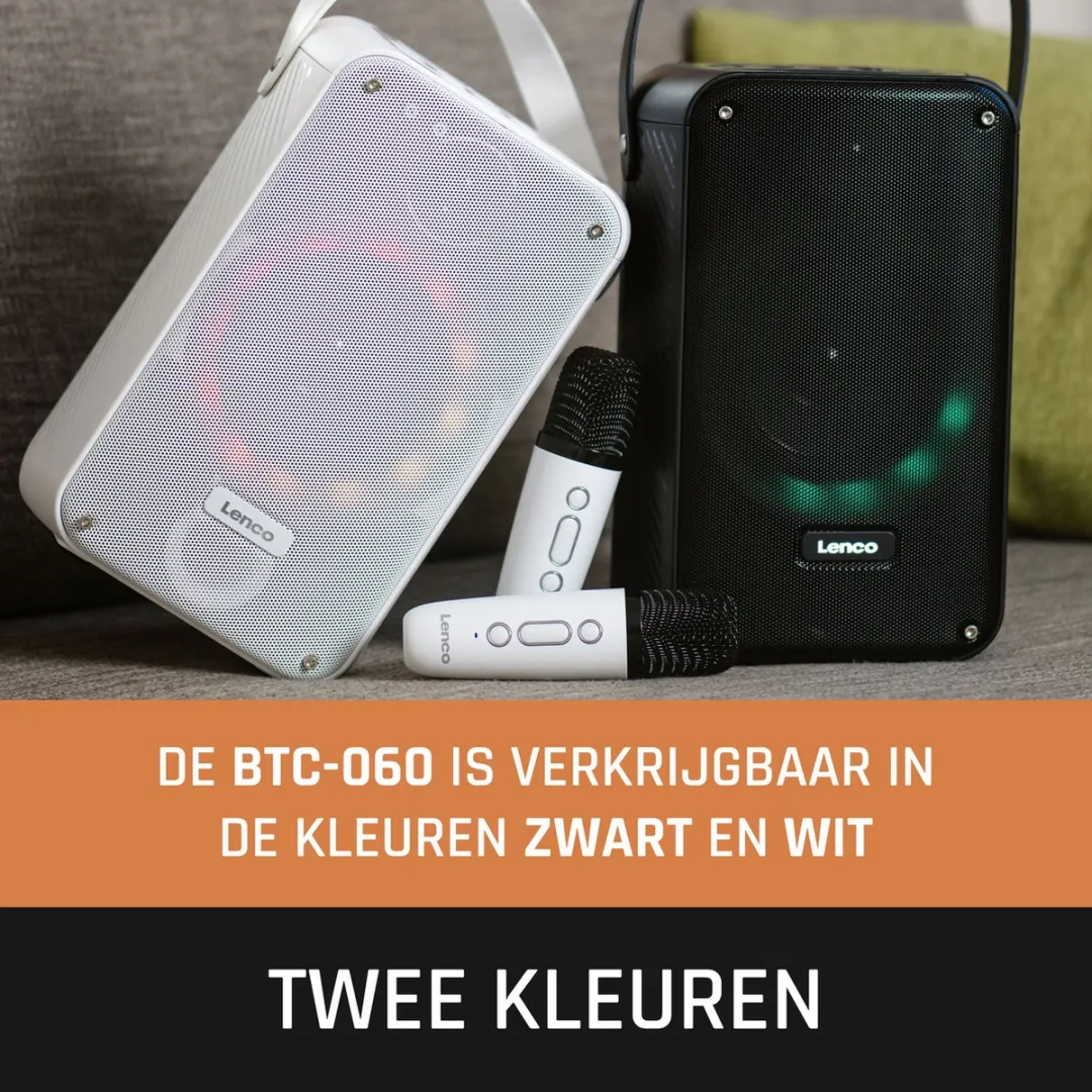Lenco BTC-060WH Bluetooth Speaker 20W - Karaokeset met Microfoon - Wit