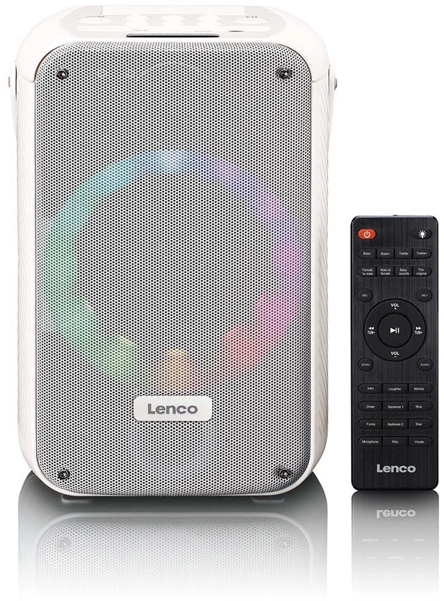 Lenco BTC-060WH Bluetooth Speaker 20W - Karaokeset met Microfoon - Wit