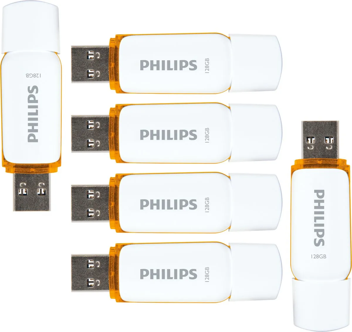 Philips FM12FD70 USB Stick 128GB - 6 Stuks - Snow Edition Sunrise Orange