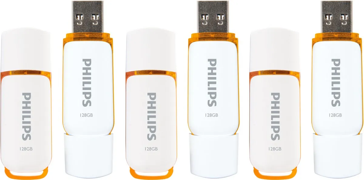 Philips FM12FD70 USB Stick 128GB - 6 Stuks - Snow Edition Sunrise Orange