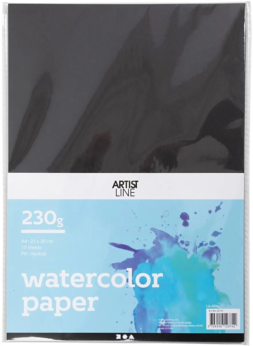 Creativ Company Aquarelpapier Zwart A4 300gr - 10 Vellen