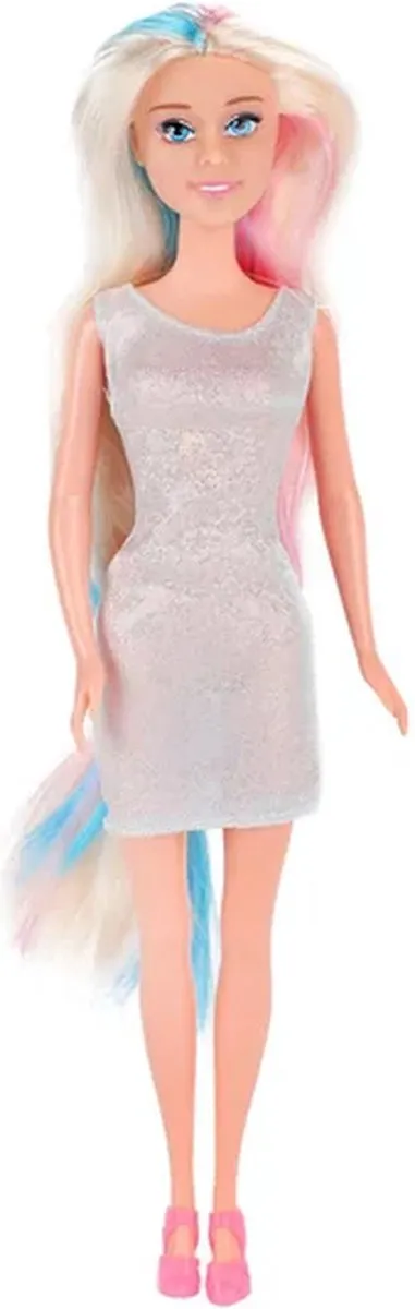 Toi-Toys Lauren Pop met Hairextensions & Outfits - Multi kleuren