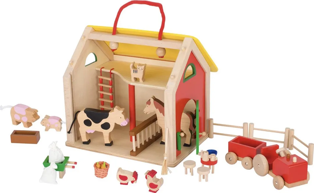 Goki Poppenhuis Schuurtje 31-delig - 33x26x28cm - Multi