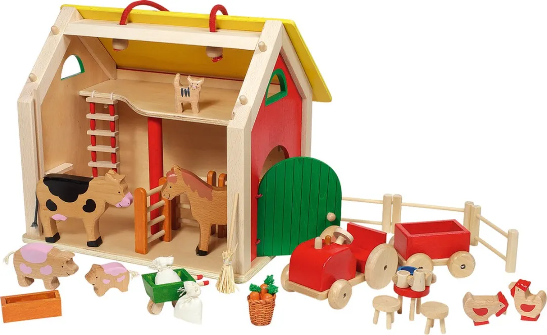 Goki Poppenhuis Schuurtje 31-delig - 33x26x28cm - Multi