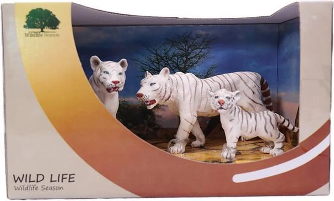 PIA Soft Toys Witte Tijger Familie Showbox