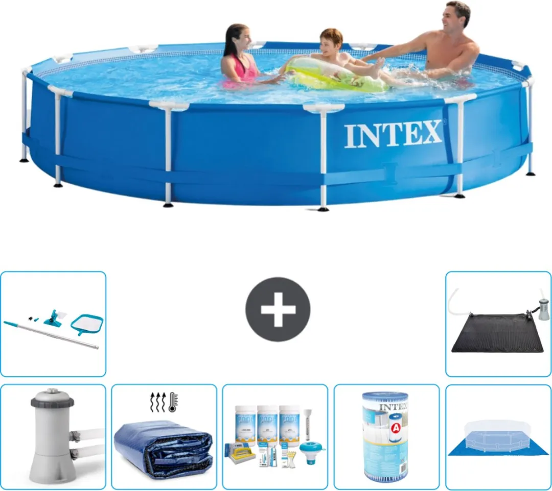 Intex 28212GN-Blauw Rond Frame Zwembad 366x76cm - Blauw