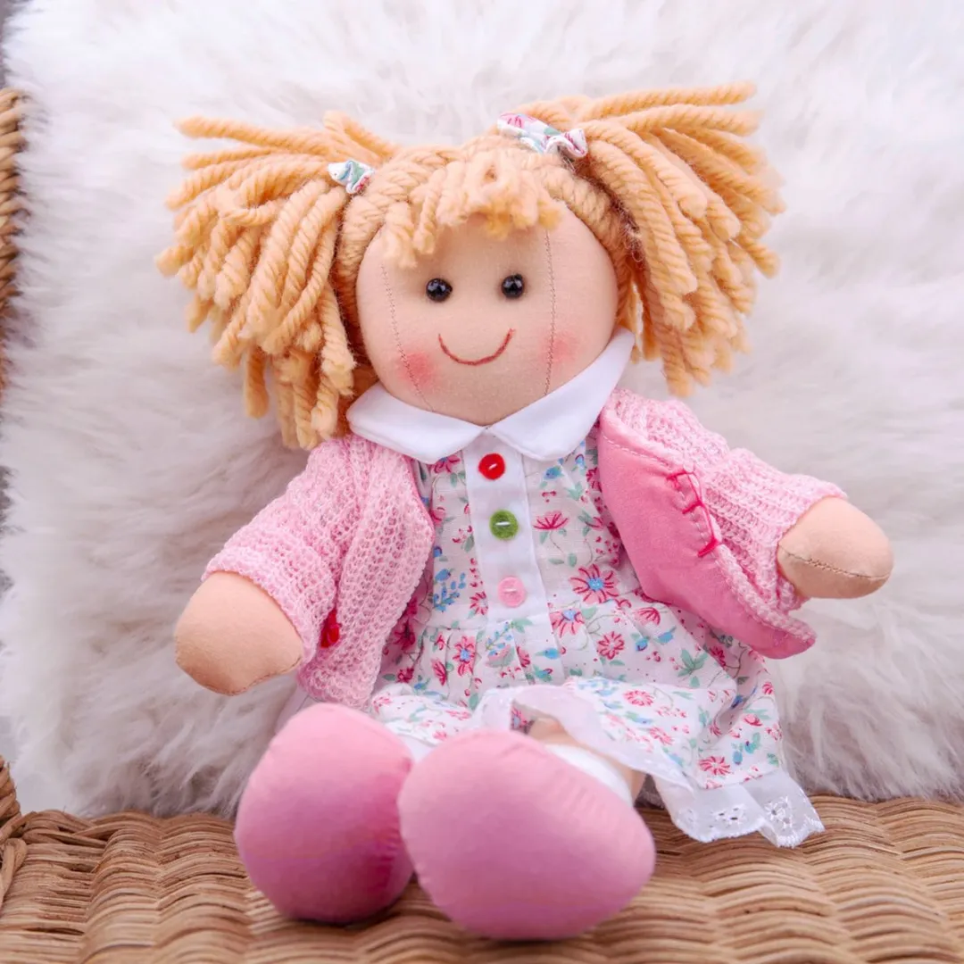 BIGJIGS Stoffen Pop Poppy Blonde Meisjespop - 28 cm - Meerdere kleuren