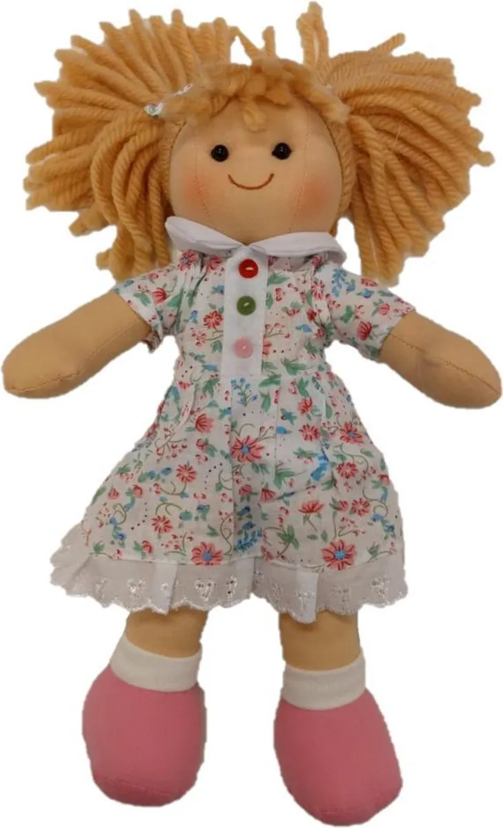 BIGJIGS Stoffen Pop Poppy Blonde Meisjespop - 28 cm - Meerdere kleuren