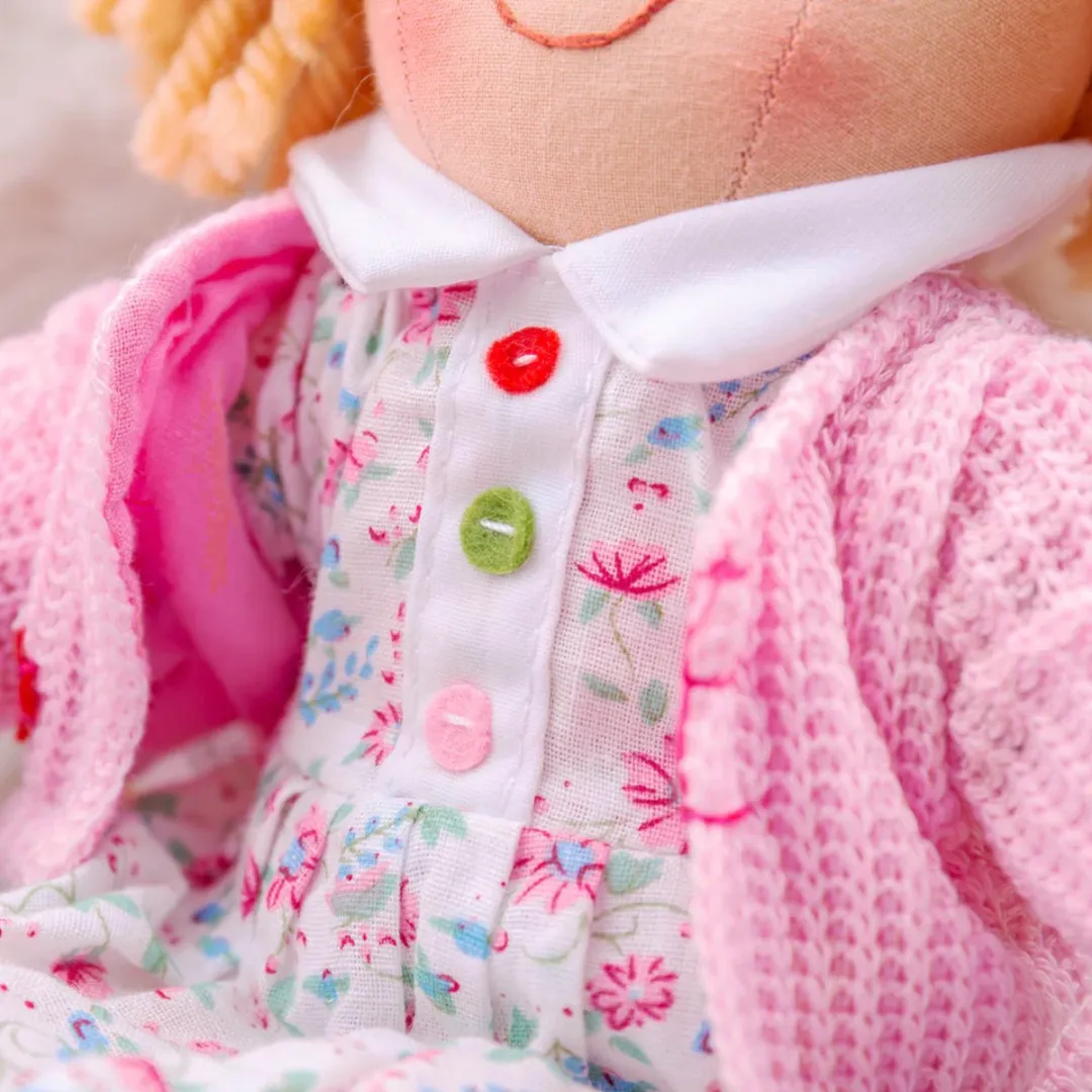 BIGJIGS Stoffen Pop Poppy Blonde Meisjespop - 28 cm - Meerdere kleuren