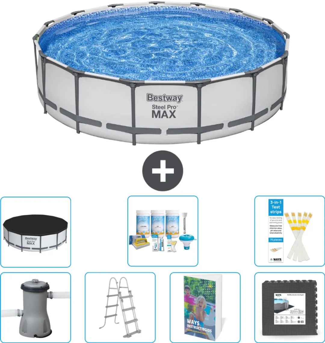 Bestway Steel Pro MAX Zwembad 457x107cm - Grijs - 16.015L